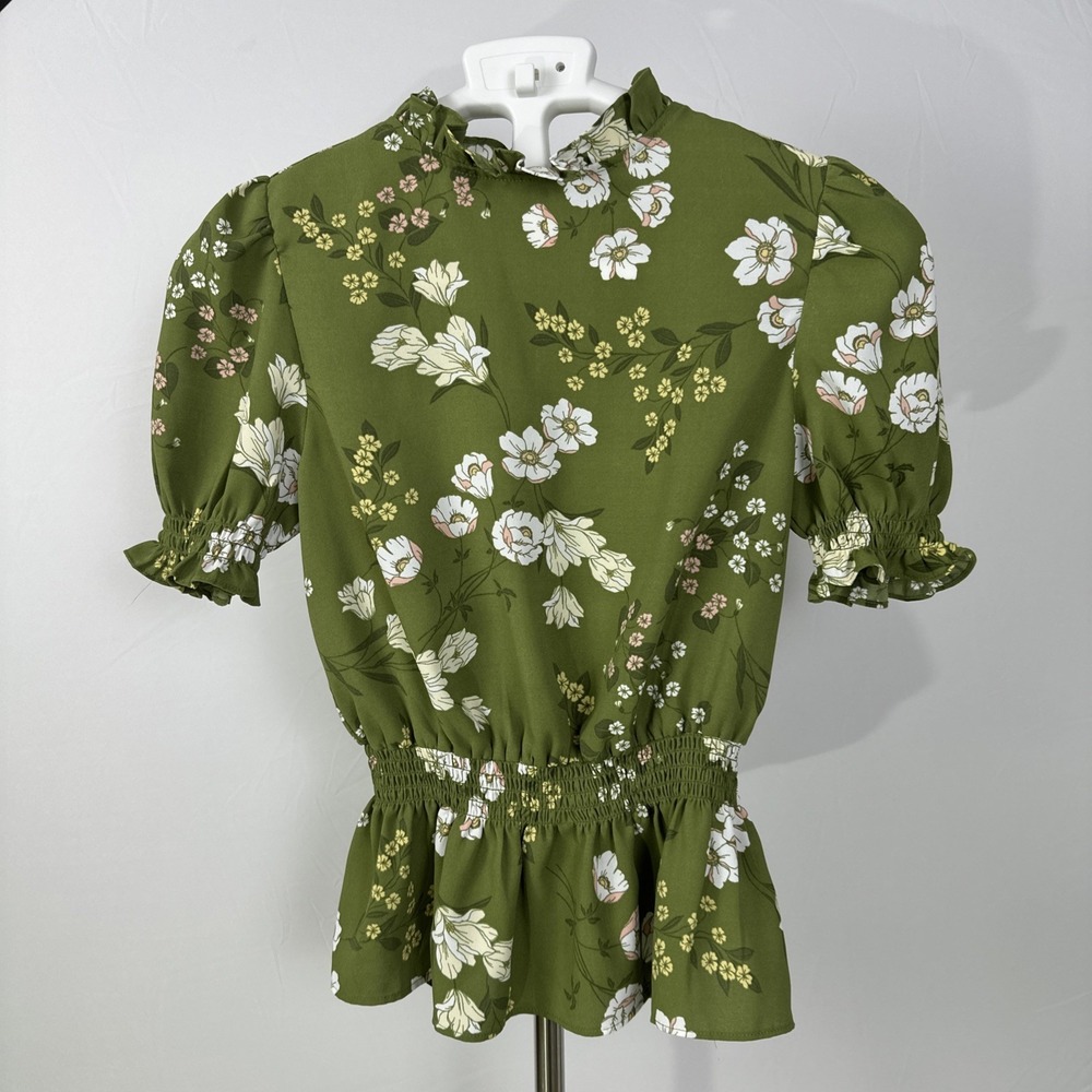 Sugarlips Floral Print Blouse Mock Neck Women's Sz XS Polyester